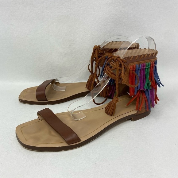 Zara Women Multi-color Leather Fringe Sandals, Women’s Size EU 40/US 9 - Picture 2 of 12